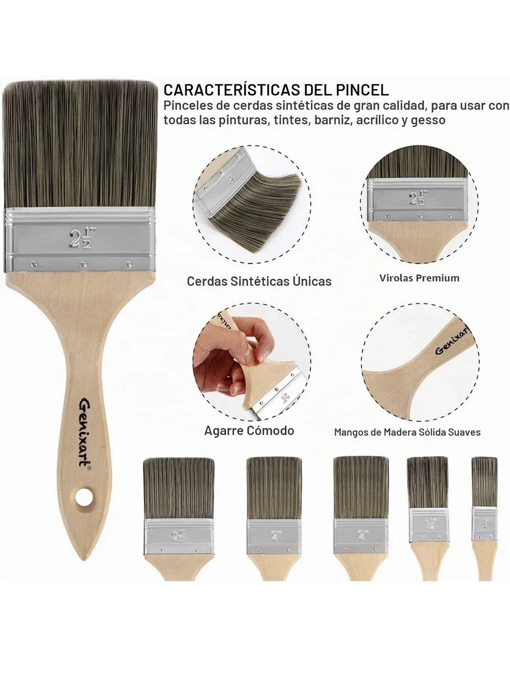 Double Thick Paint Brush Set 5 Pack Wood Handle Stain Varnish Wall Fence 1-2.5in